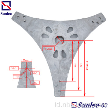 Aluminium die casting Mesin cuci Flange Segitiga